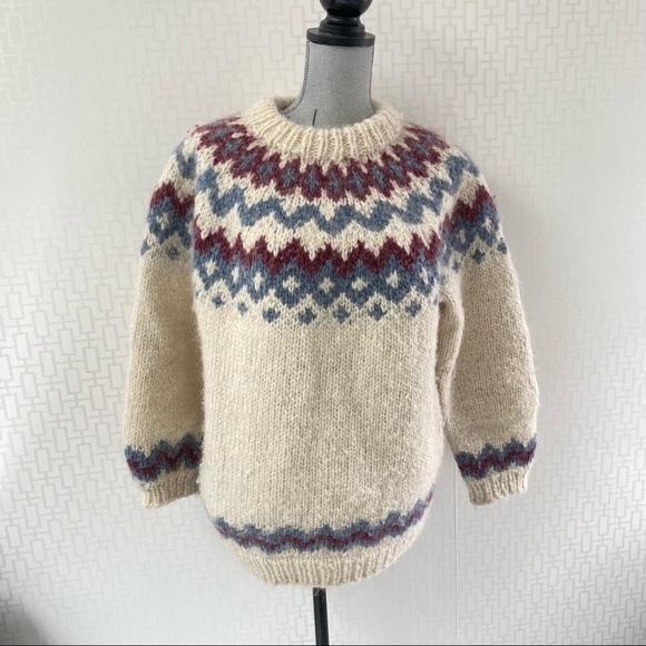 Vintage Nordic style Pullover Sweater, hand Knit by my Mom - Picture 1 of 7